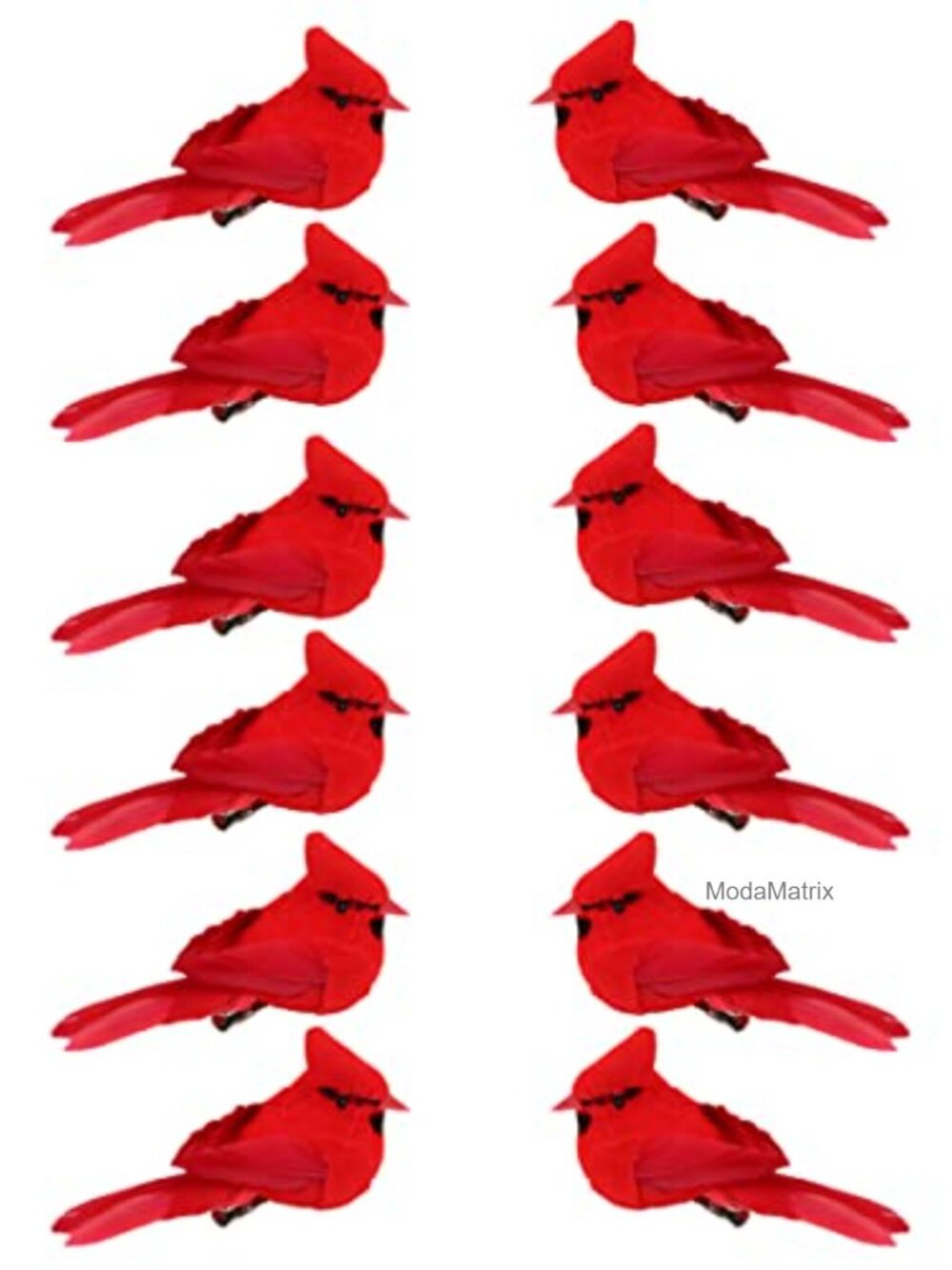 12 Mini Cardinal Clip On Christmas Tree Ornaments Velvet Feathers Crafts